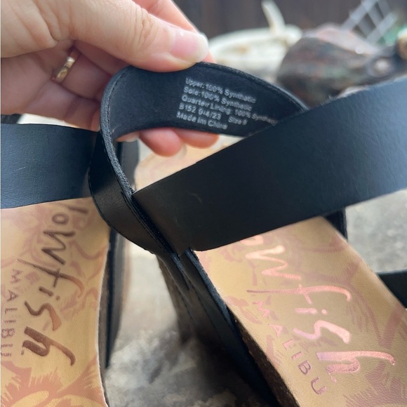 Blowfish Malibu Hydra black strappy sandals w/cork wedge heel Sz-9. Q - Picture 14 of 16